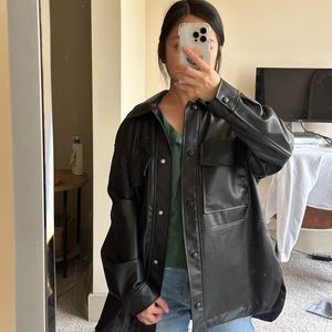 Zara Oversized Faux Leather Shacket